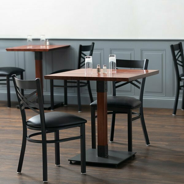 Lancaster Table & Seating 30'' Square Solid Wood Live Edge Dining Height Table with Mahogany Finish 3493030CLM30